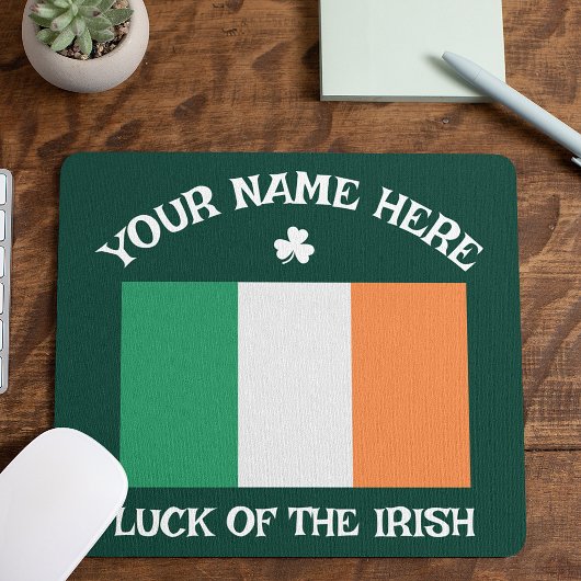 St. Patrick's Day Ierland Vlag Aangepaste Naam Sha Muismat