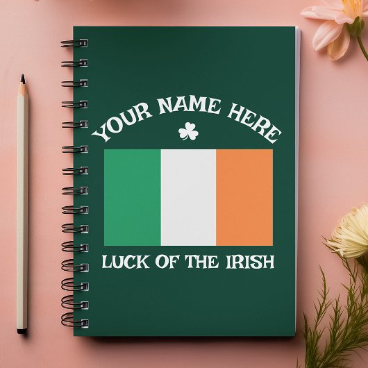 St. Patrick's Day Ierland Vlag Aangepaste Naam Sha Notitieboek