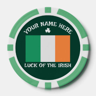 St. Patrick's Day Ierland Vlag Aangepaste Naam Sha Poker Chips