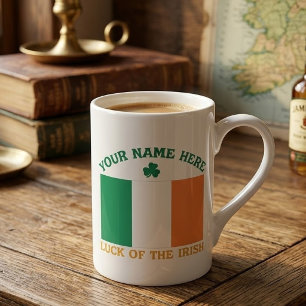St. Patrick's Day Ierland Vlag Aangepaste Naam Sha Porselein Kop