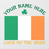 St. Patrick's Day Ierland Vlag Aangepaste Naam Sha Raamsticker (Vel)