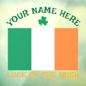 St. Patrick's Day Ierland Vlag Aangepaste Naam Sha Raamsticker (Vel 3)