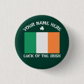 St. Patrick's Day Ierland Vlag Aangepaste Naam Sha Ronde Button 3,2 Cm (Voorkant)
