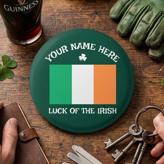 St. Patrick's Day Ierland Vlag Aangepaste Naam Sha Ronde Button 3,2 Cm