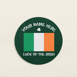 St. Patrick's Day Ierland Vlag Aangepaste Naam Sha Ronde Sticker