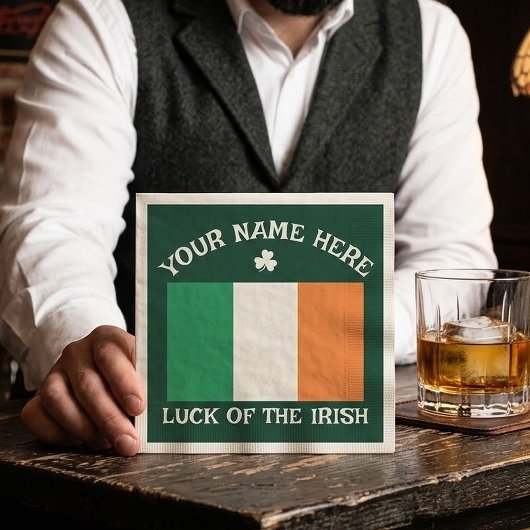 St. Patrick's Day Ierland Vlag Aangepaste Naam Sha Servet