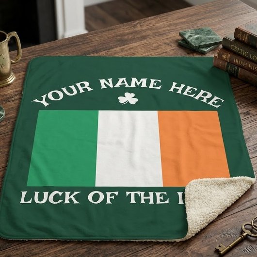 St. Patrick's Day Ierland Vlag Aangepaste Naam Sha Sherpa Deken