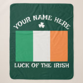 St. Patrick's Day Ierland Vlag Aangepaste Naam Sha Sherpa Deken (Voorkant)