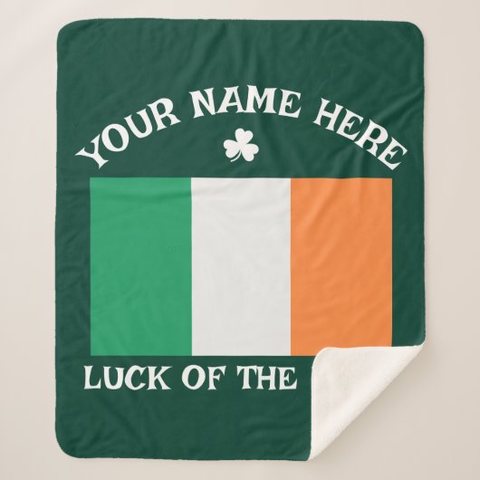 St. Patrick's Day Ierland Vlag Aangepaste Naam Sha Sherpa Deken (Voorkant)