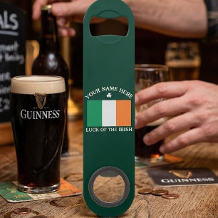 St. Patrick's Day Ierland Vlag Aangepaste Naam Sha Speed Flessenopener