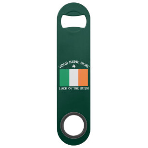St. Patrick's Day Ierland Vlag Aangepaste Naam Sha Speed Flessenopener