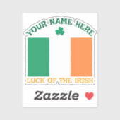 St. Patrick's Day Ierland Vlag Aangepaste Naam Sha Sticker (Vel)