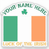 St. Patrick's Day Ierland Vlag Aangepaste Naam Sha Sticker (Voorkant)