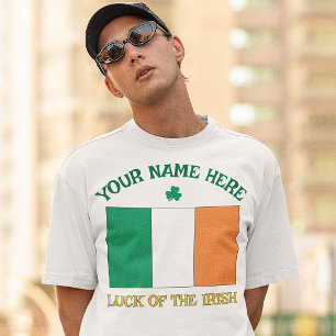 St. Patrick's Day Ierland Vlag Aangepaste Naam Sha T-shirt