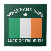 St. Patrick's Day Ierland Vlag Aangepaste Naam Sha Tegeltje (Voorkant)