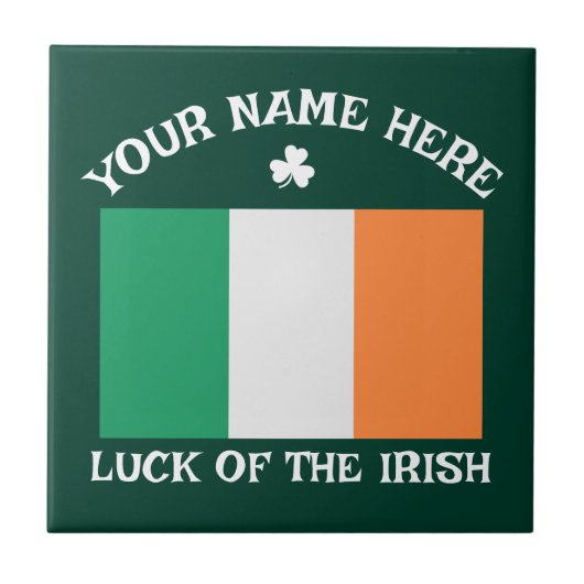 St. Patrick's Day Ierland Vlag Aangepaste Naam Sha Tegeltje (Voorkant)