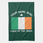 St. Patrick's Day Ierland Vlag Aangepaste Naam Sha Theedoek (Verticaal)