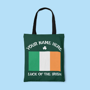 St. Patrick's Day Ierland Vlag Aangepaste Naam Sha Tote Bag