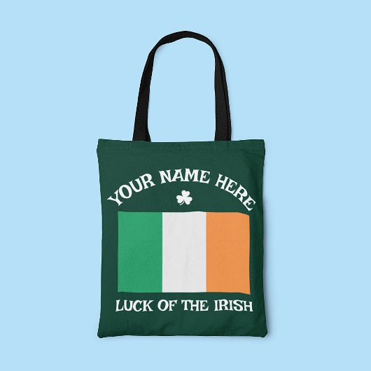 St. Patrick's Day Ierland Vlag Aangepaste Naam Sha Tote Bag