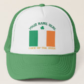 St. Patrick's Day Ierland Vlag Aangepaste Naam Sha Trucker Pet (Voorkant)