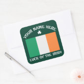 St. Patrick's Day Ierland Vlag Aangepaste Naam Sha Vierkante Sticker (Envelop)