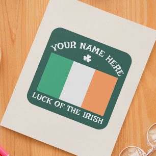 St. Patrick's Day Ierland Vlag Aangepaste Naam Sha Vierkante Sticker