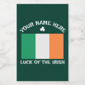 St. Patrick's Day Ierland Vlag Aangepaste Naam Sha Voedselcontainer Etiket (Enkel label)
