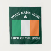 St. Patrick's Day Ierland Vlag Aangepaste Naam Sha Wandkleed (Voorkant)