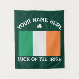 St. Patrick's Day Ierland Vlag Aangepaste Naam Sha Wandkleed