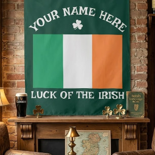 St. Patrick's Day Ierland Vlag Aangepaste Naam Sha Wandkleed