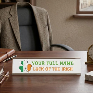 St. Patrick's Day Ierland Vlag Klaver Aangepaste N Bureau Naambordje