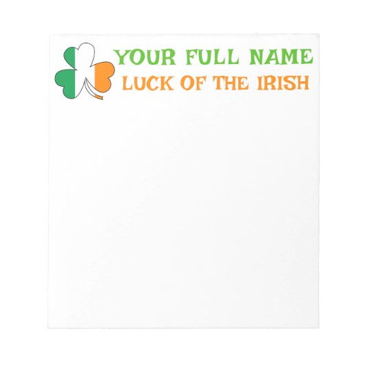 St. Patrick's Day Ierland Vlag Shamrock Aangepaste Notitieblok (Voorkant)