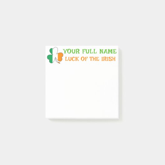 St. Patrick's Day Ierland Vlag Shamrock Aangepaste Post-it® Notes (Voorkant)