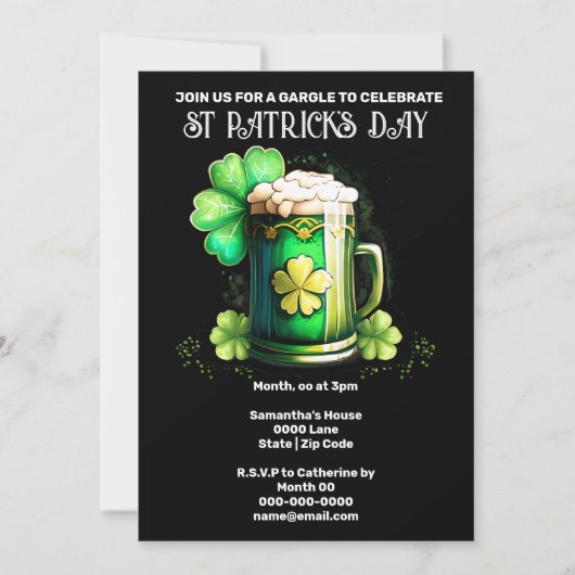 St Patrick's Day Iers bier gelukkig shamrock klave Kaart (Voorkant)