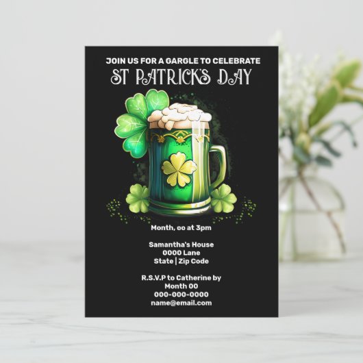 St Patrick's Day Iers bier gelukkig shamrock klave Kaart (Staand voorkant)