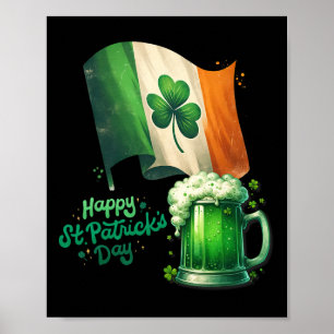 St. Patrick's Day Iers Bier Ierland Vlag Mannen Vr Poster