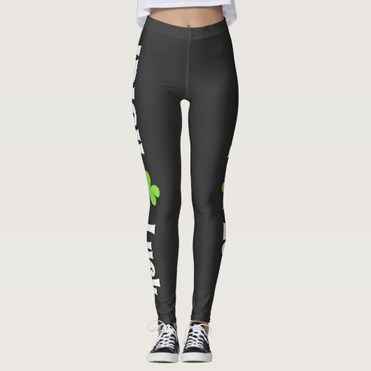 St. Patrick's Day Iers geluk Modern Zwart Leggings (Voorkant)