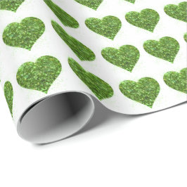 St. Patrick's day, Iers groen glitterend hart Cadeaupapier