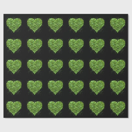St. Patrick's day, Iers groen glitterend hart Cadeaupapier (Vlak)