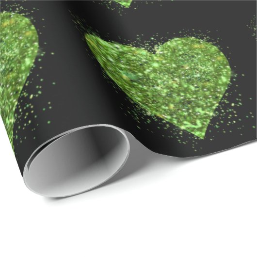 St. Patrick's day, Iers groen glitterend hart Cadeaupapier (Rol Hoek)