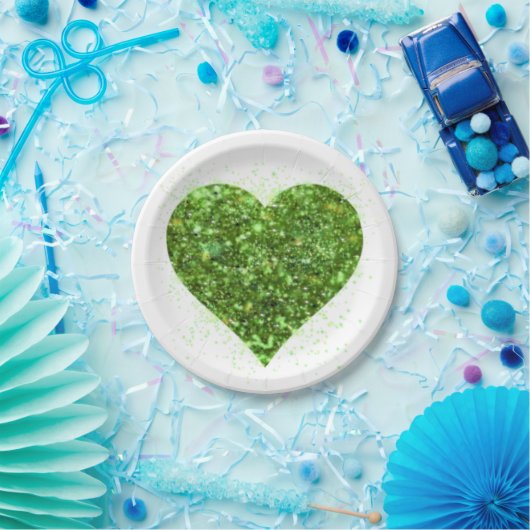 St. Patrick's day, Iers groen glitterend hart Papieren Bordje (Feest)