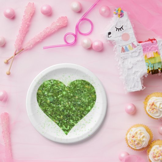 St. Patrick's day, Iers groen glitterend hart Papieren Bordje (Feest)