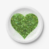 St. Patrick's day, Iers groen glitterend hart Papieren Bordje (Voorkant)