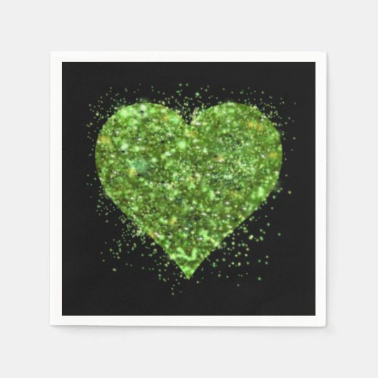 St. Patrick's day, Iers groen glitterend hart Servet (Voorkant)