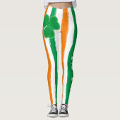 St Patrick's Day | Iers Groen Sinaasappel Shamrock Leggings (Voorkant)