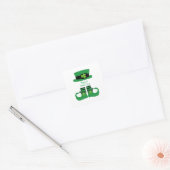 St. Patrick's Day, Iers, Leprechaun, Groen Vierkante Sticker (Envelop)