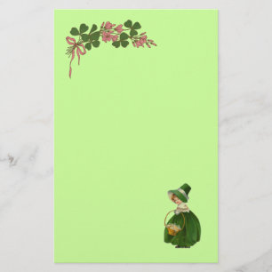 ST. PATRICK'S DAY- IERS MEISJE EN KLAVERTJES BRIEFPAPIER