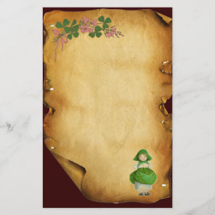 ST. PATRICK'S DAY- IERS MEISJE EN KLAVERTJES BRIEFPAPIER