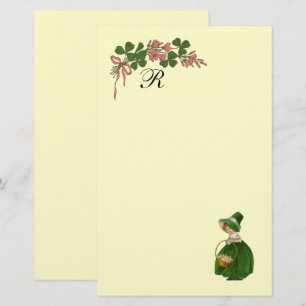 ST. PATRICK'S DAY, IERS MEISJE EN KLUVEREN MONOGRA BRIEFPAPIER