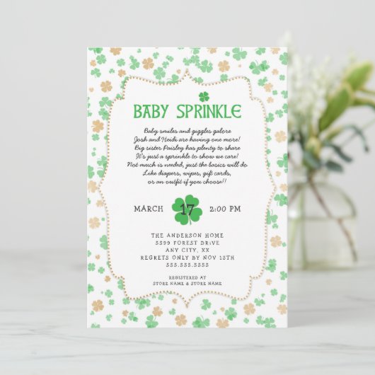 St. Patrick's Day Ierse baby sprinkle feestje Kaart (Staand voorkant)